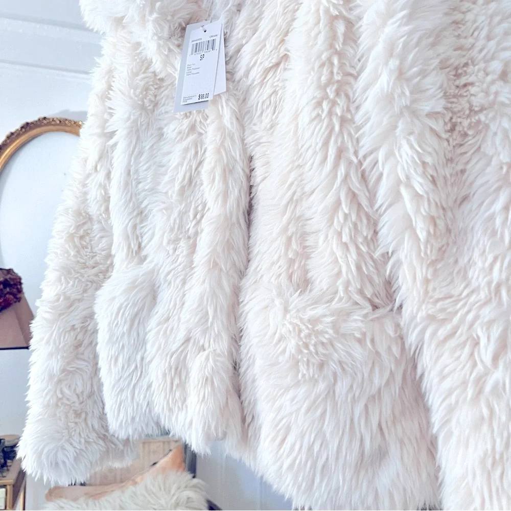 JASON WU Faux Fur White Jacket Coat Size S P RARE ~ NWT